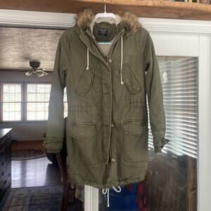 Abercrombie & Fitch Green Utility Jacket with Hood and Drawstring